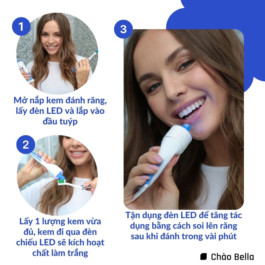 Bộ đôi Kem đánh răng BlanX Giúp Răng Trắng Sáng (+LED LIGHT) BlanX Toothpaste White Shock blue fomula 50ml