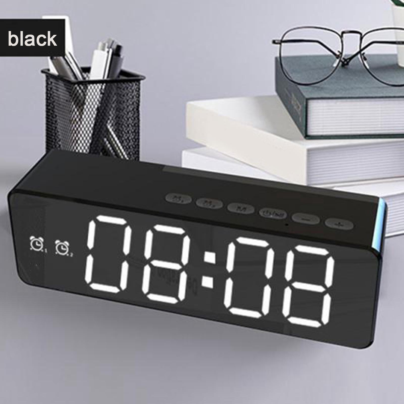 Bluetooth Speaker Large Display with Timer USB TF Card Desktop Bedside - Black,