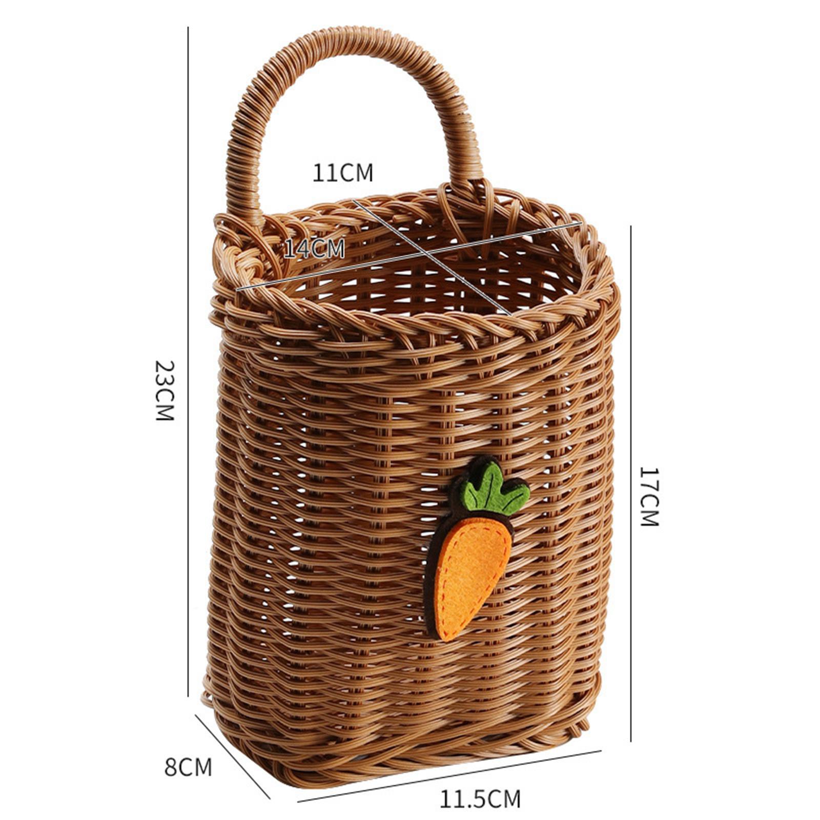 Wall Hanging Basket Holder Decorative Toiletries Sundries Home Vegetables Cabinet with Handle Bathroom Key Balcony Kitchen Woven Wall Basket