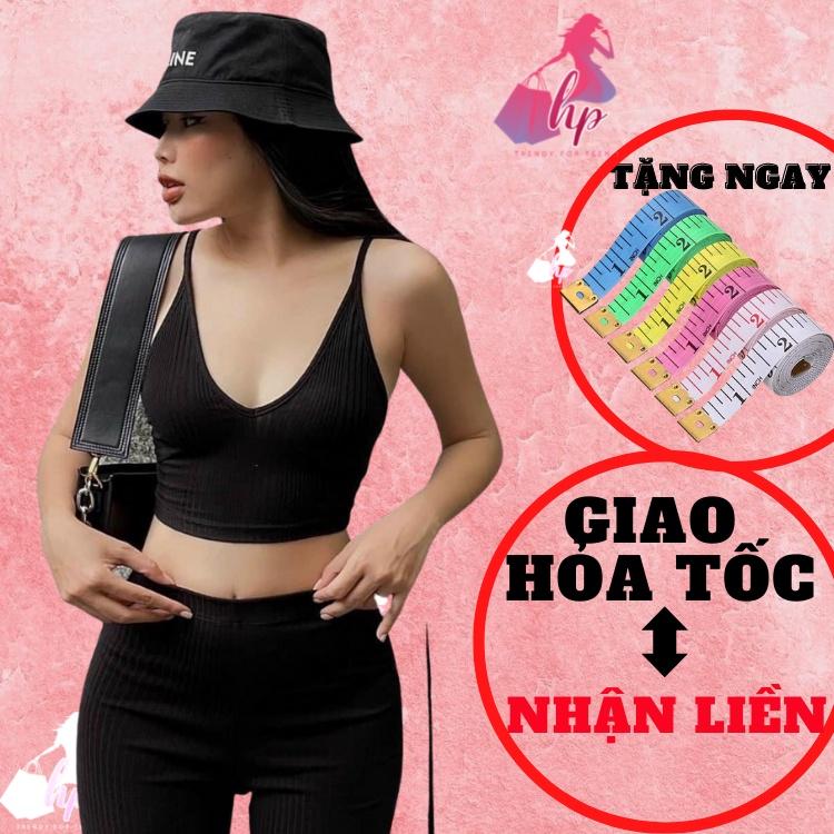 Áo 2 dây nữ đẹp cổ V thun gân, áo croptop ôm body dễ thương kiểu hàn quốc A186