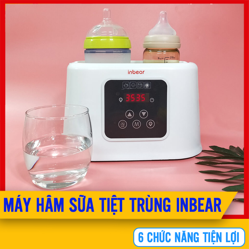 Máy Hâm Sữa Tiệt Trùng Điện Tử Inbear 6 Chức Năng, Tặng Kèm Gắp Bình Sữa + Bộ Cọ Bình Sữa - Hâm Sữa, Tiệt Trùng, Hâm Thức Ăn, Đun Nước Pha Sữa, Rã Đông Và Lên Lịch Hẹn Giờ