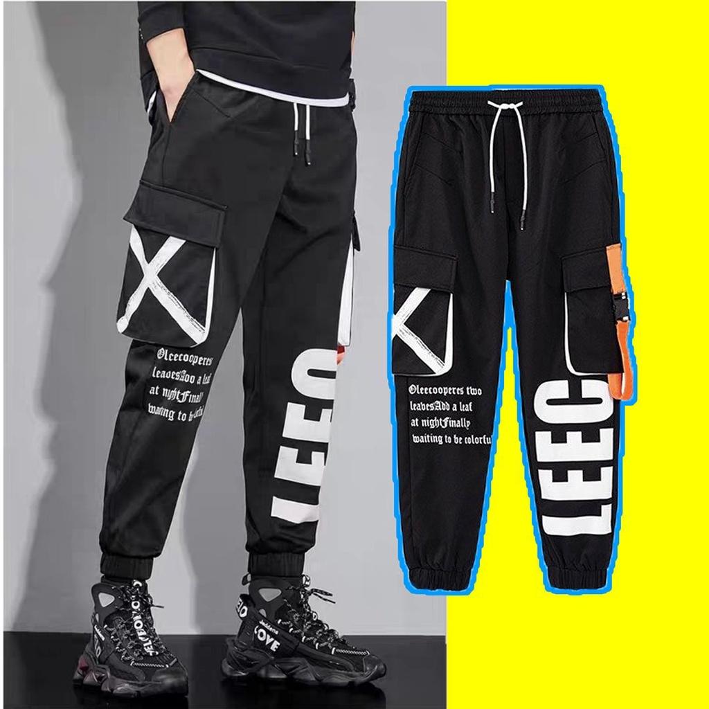 Quần Jogger LEEC túi khóa hộp Dài Bo Gấu - Chất Vải Kaki Kiểu Thể Thao UNISEX Hai Màu Đen, xám. 04x