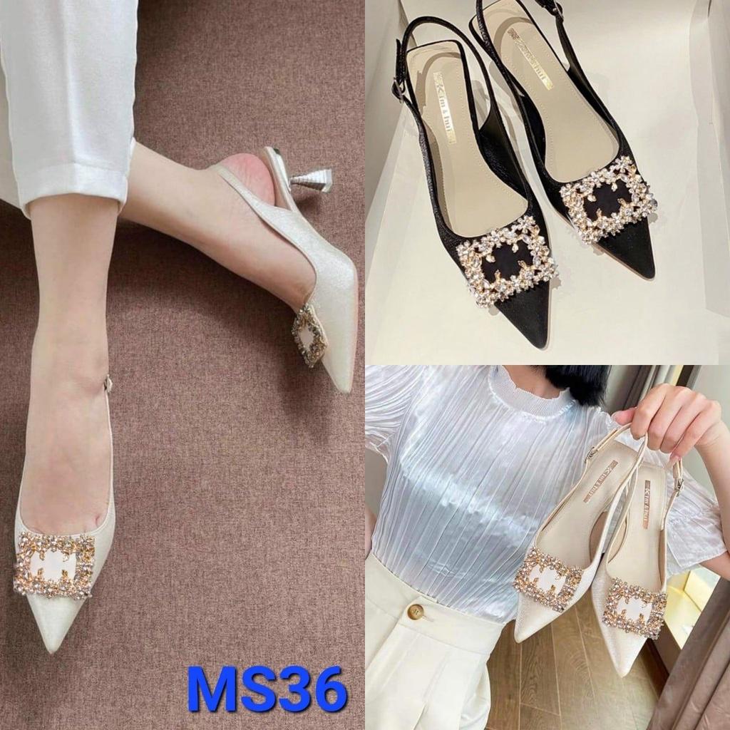 Giày Sandal Sục Bít Mũi Cao Gót Nữ 5 Phân Hàng Xịn Siêu Đẹp - MS 036