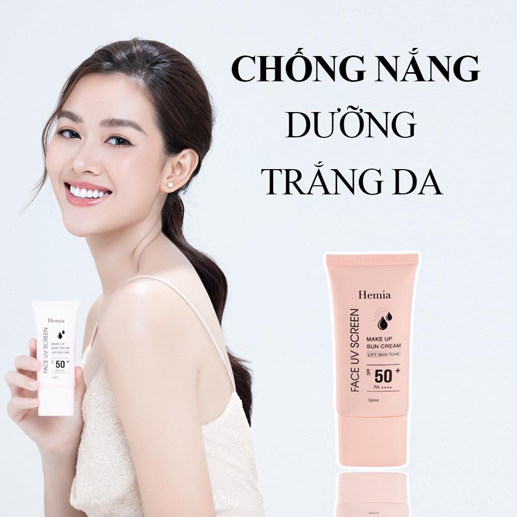 Kem chống nắng HEMIA dưỡng trắng nâng tone SPF50+ 100% tự nhiên, Thấm mướt nhanh, mịn màng nhập khẩu chính hãng Hàn Quốc