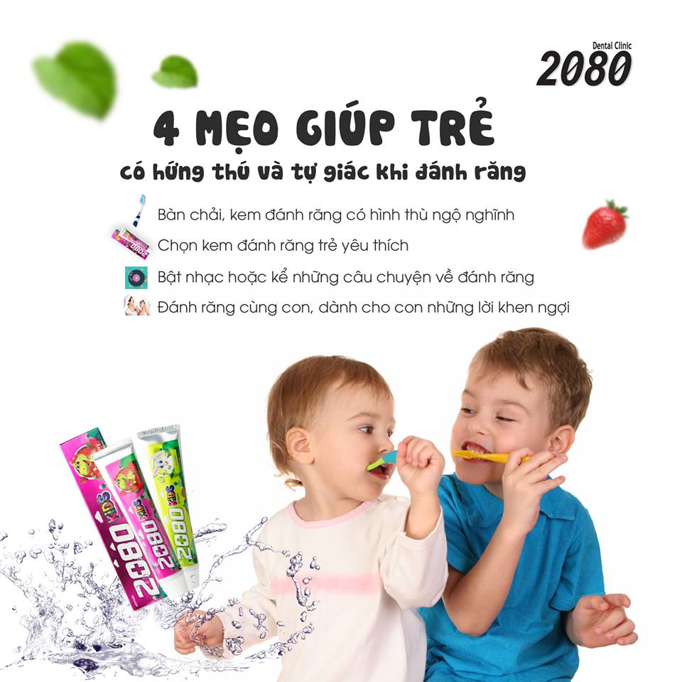 Kem đánh răng 2080 Kid's cho trẻ em hương chối Hàn Quốc 80g tặng kèm móc khóa