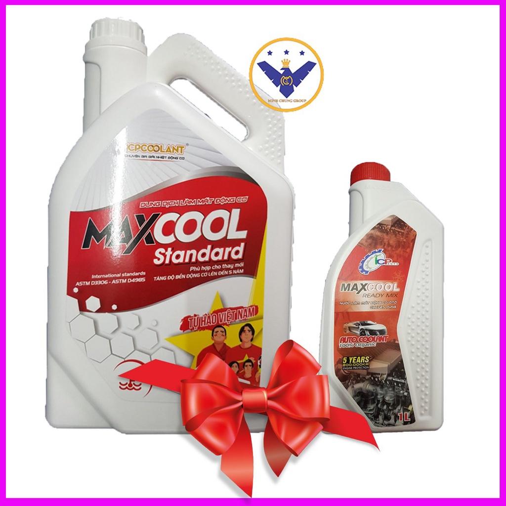 Bộ 2 can nước làm mát động cơ ô tô màu đỏ Maxcool