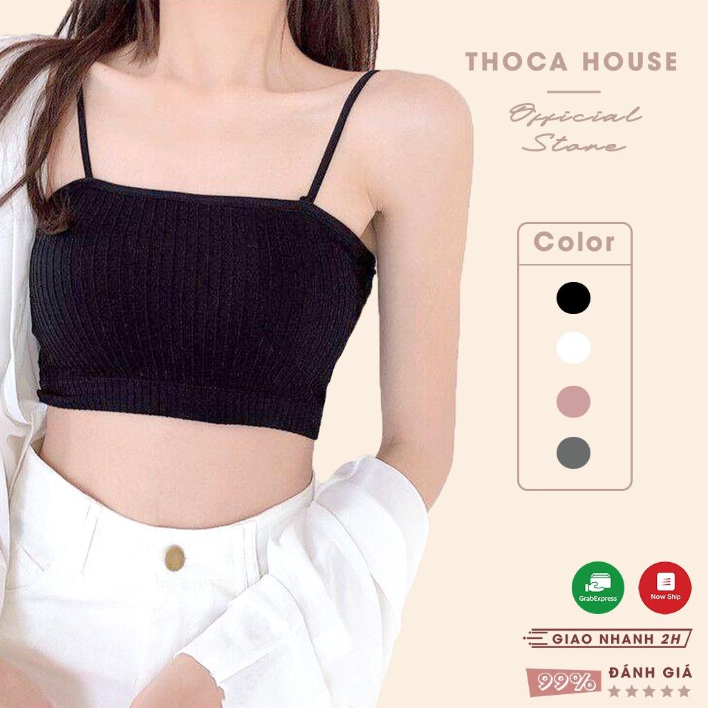Áo bra dây len tăm 364 THOCA HOUSE áo ống hai dây có mút đệm, đường may chắc chắn nhập khẩu cao cấp