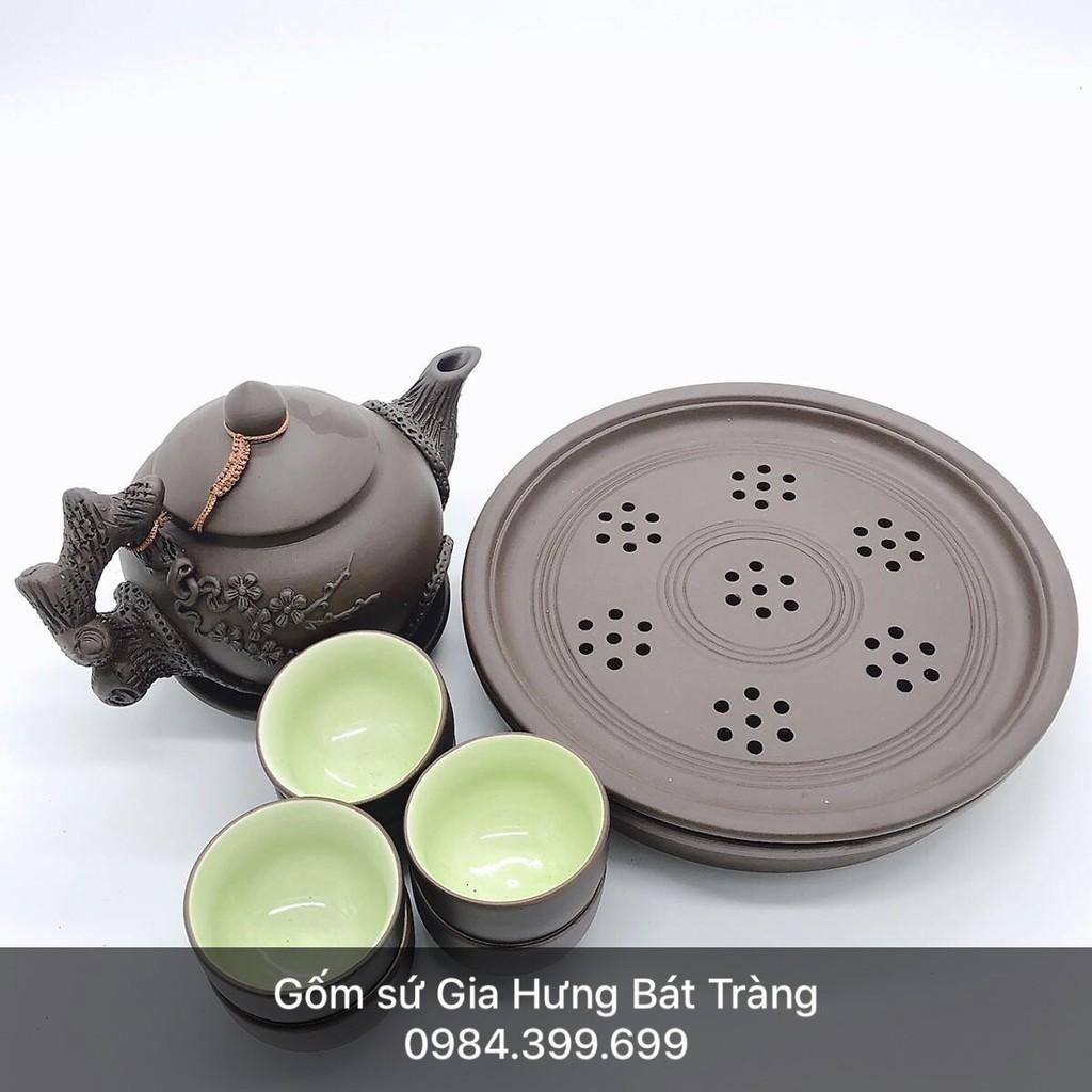Bộ ấm chén gốm sứ Gia Hưng Bát Tràng