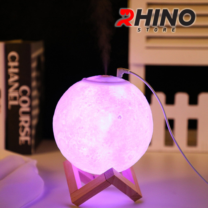 Máy phun sương tinh dầu tạo ẩm Rhino H302 hình mặt trăng, dung tích 880ml, nhỏ gọn - Hàng chính hãng