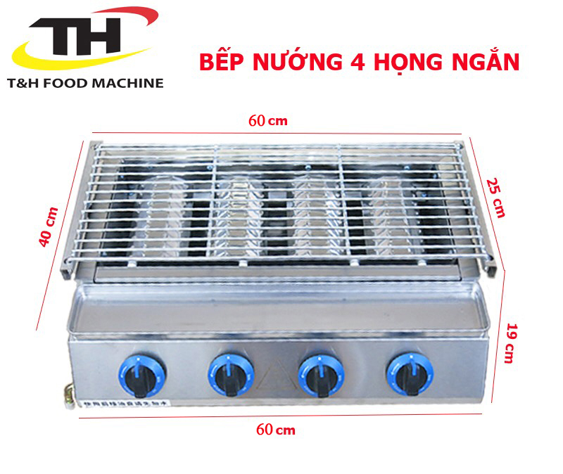 Bếp nướng 4 họng đốt ngắn