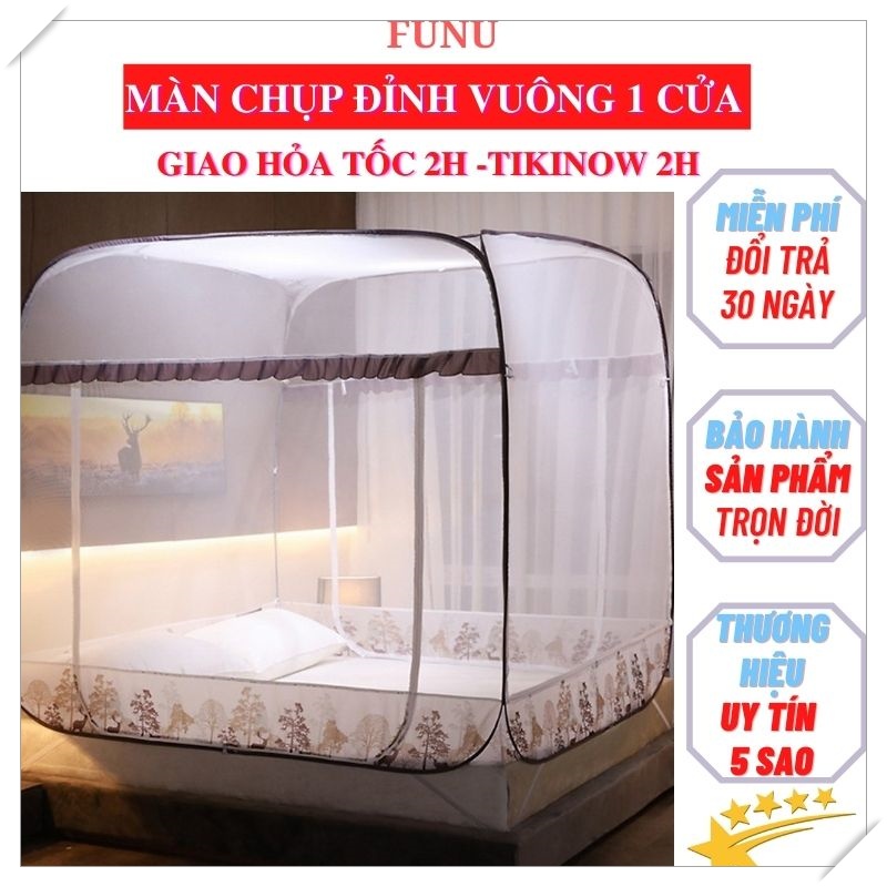 Màn chụp, mùng chụp đỉnh vuông chân viền cao cấp Một Cửa, có thể gấp gọn, dễ dịch chuyển, mang đi hay cất giữ - Hàng chính hãng (Giao màu viền ngẫu nhiên)