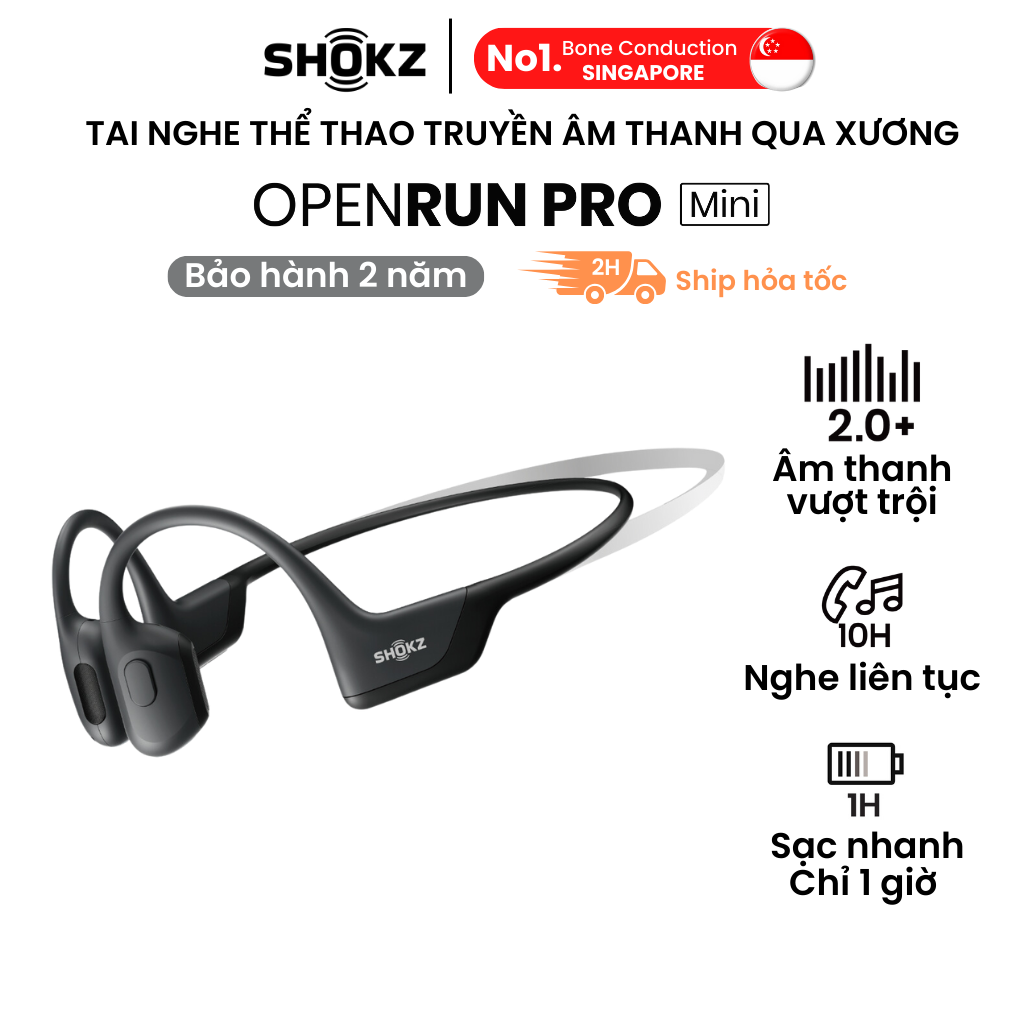 Tai nghe dẫn truyền xương Shokz OpenRun Pro mini S811 Màu Đen - Bảo Hành 2 năm - Hàng Chính Hãng