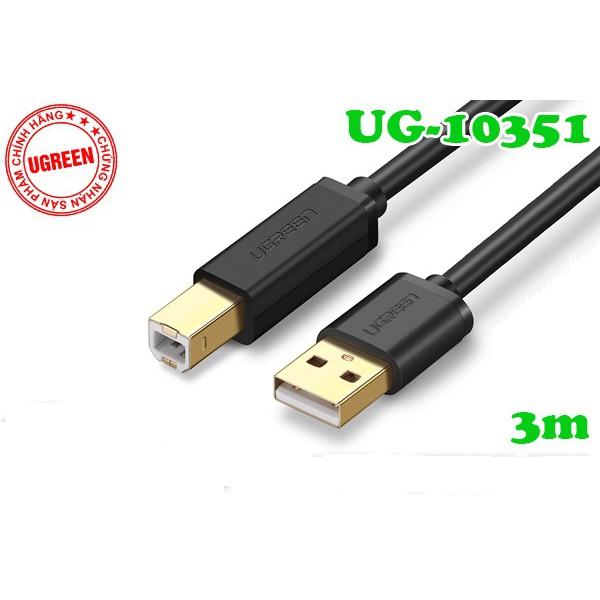 Cáp máy in USB 2.0 Ugreen 10351 dài 3M chống nhiễu cao cấp - Hàng chính hãng