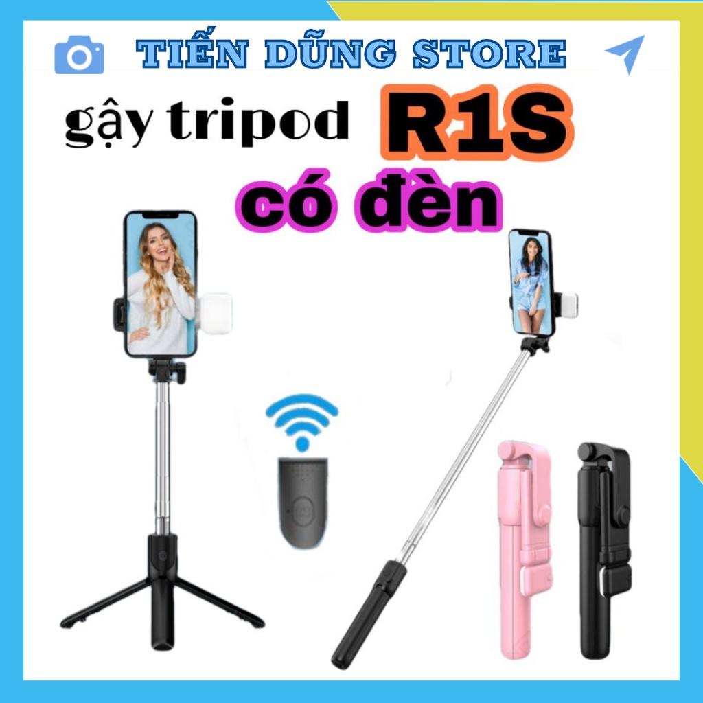 Gậy chụp ảnh tự sướng selfie 3 chân R1S có đèn điều khiển từ xa, xoay 360 độ, chụp ảnh du lịch, livetream, quay vlog