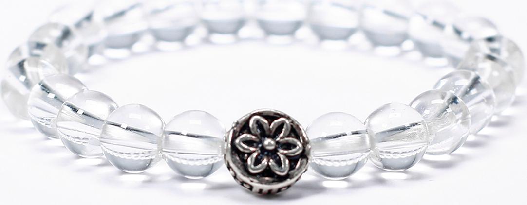 Vòng tay cho bé đá thạch anh trắng charm bạc mệnh thủy, kim - Ngọc Quý Gemstones