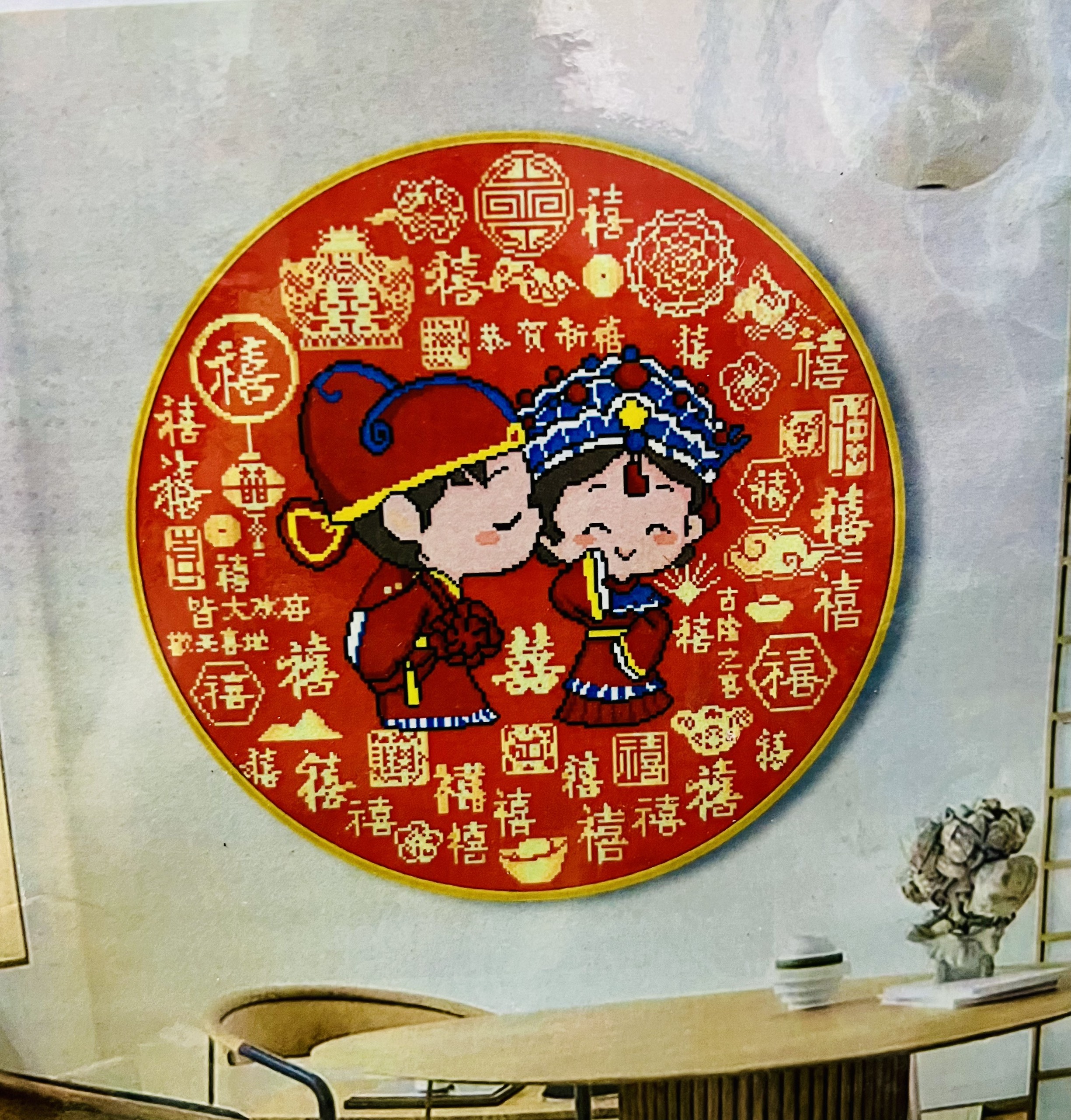 Tranh thêu chữ thập Cô dẫu chú rể 62806, kích thước 60 x 60 cm, thêu kín