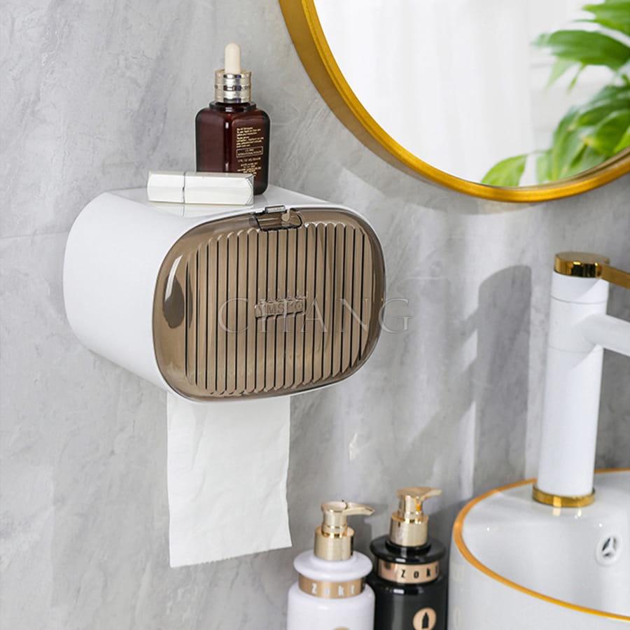Hộp Đựng Khăn Giấy Dán Tường Trong Suốt Chống Thấm Nước, Hộp Đựng Giấy Vệ Sinh Có Nắp Đậy Để Đồ Đa Năng