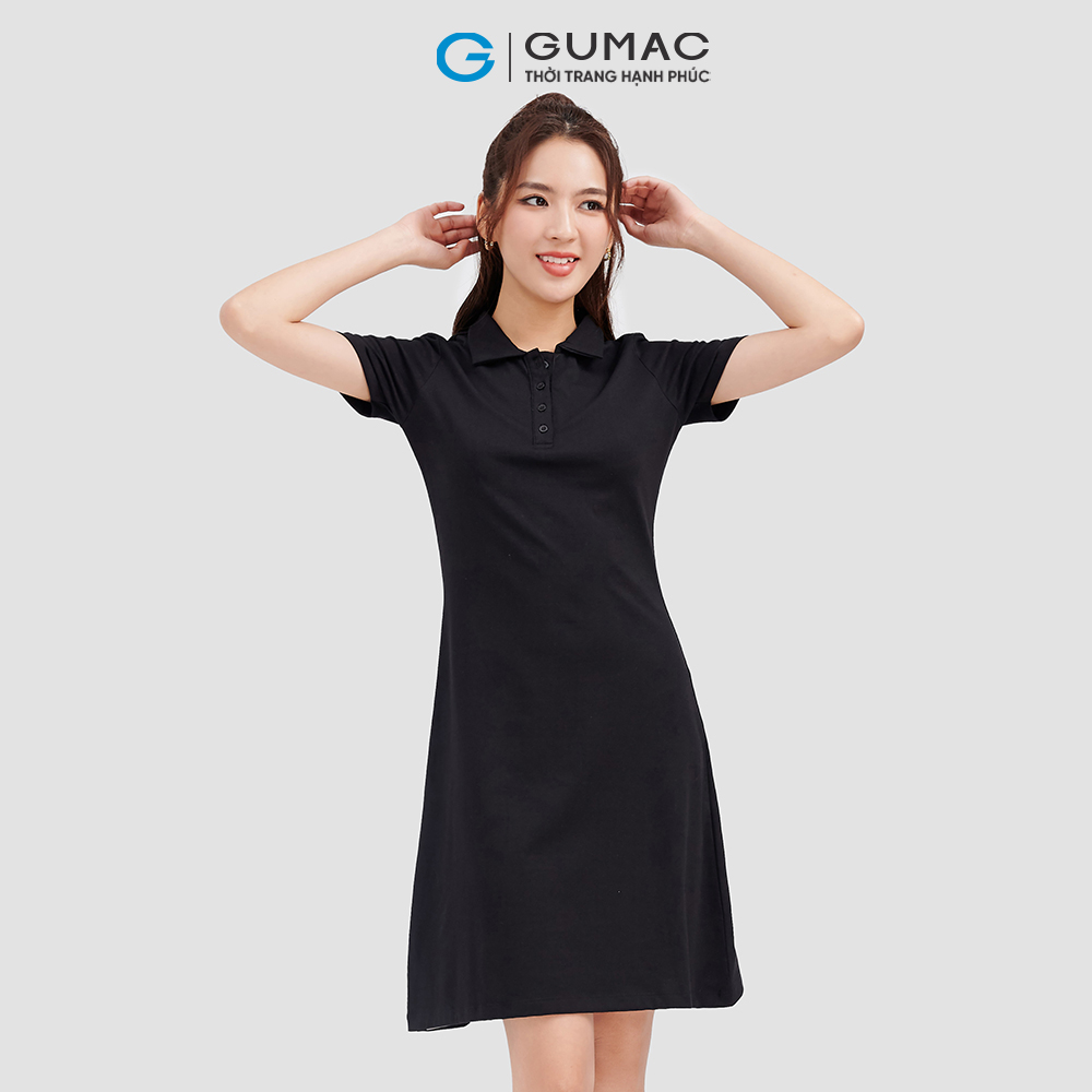 Đầm thun GUMAC DC09027 đầm form A cổ trụ