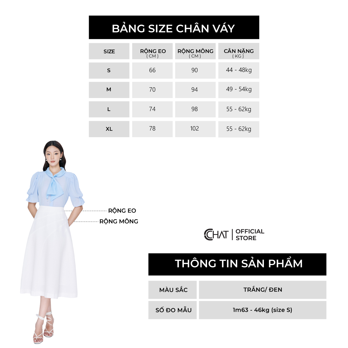 Chân Váy CCHAT Bổ Kiểu Xòe Rủ Chất Tuytsi Cao Cấp 53CDS2015XT