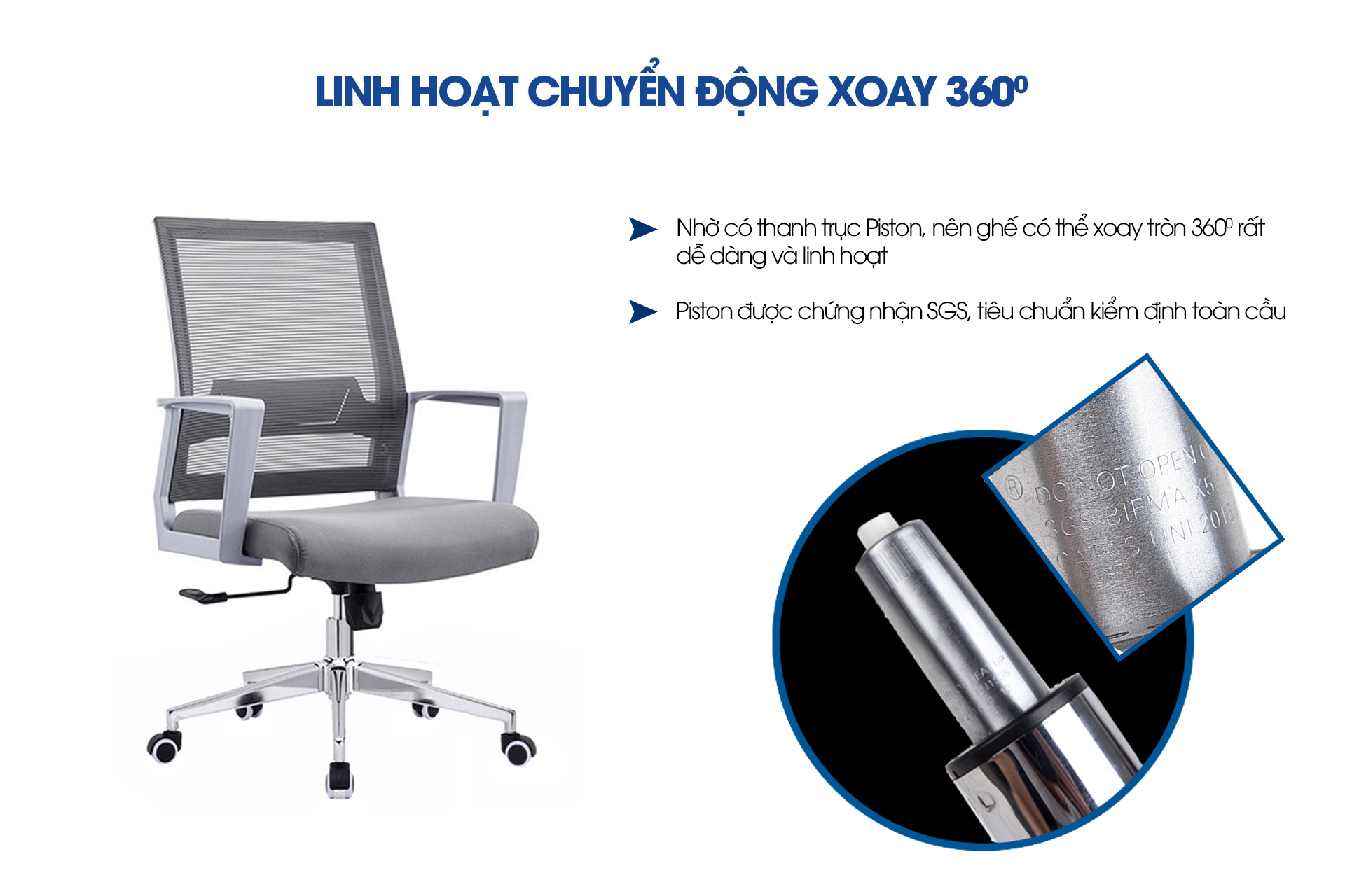 Ghế xoay văn phòng GOVI Ryan R08-G - Lưng lưới thoáng mát, đệm ngồi êm ái