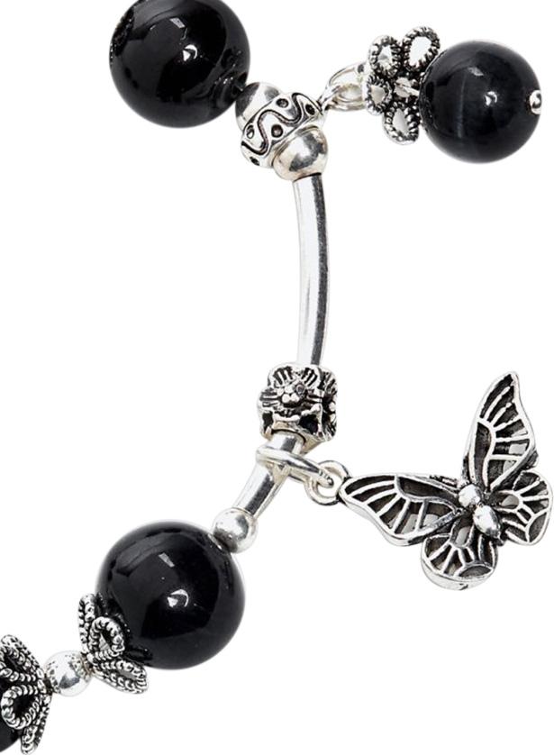 Vòng Tay Bạc Mix Đá Obsidian Ngọc Quý Gemstones VT65