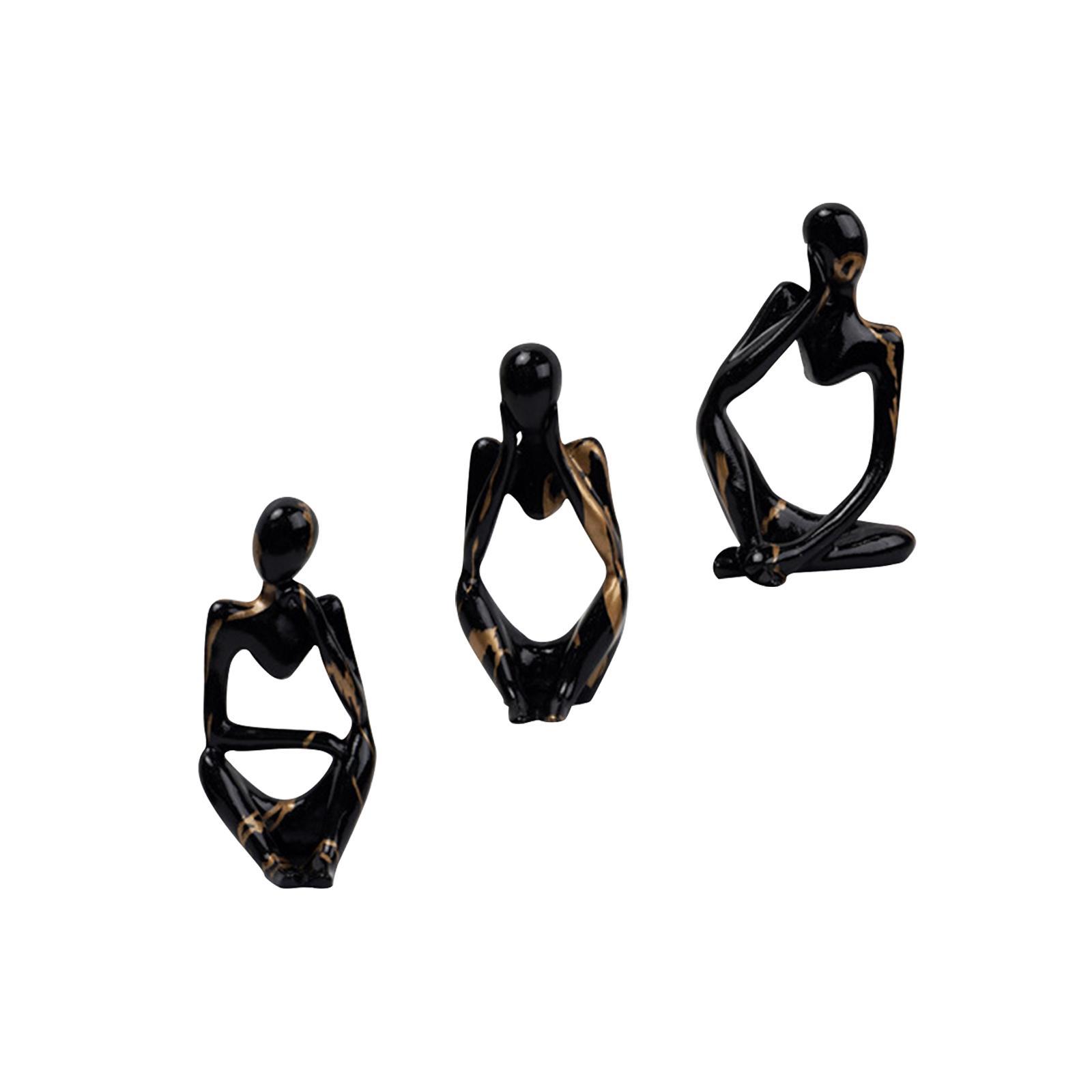 3Pcs Abstract Thinker Statues Artwork Figurines for Tabletop Home Decoration