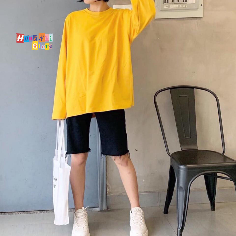 Áo Thun Tay Dài Trơn Dáng Rộng Màu Vàng Long Tee Unisex - MM