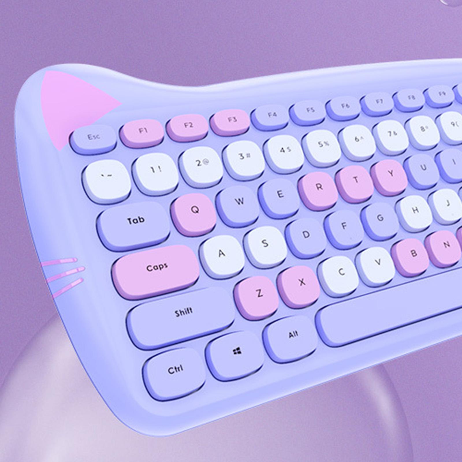 Mini Wireless Keyboard Mouse Set Round Key Multi-Colour Cute Lovely for Girls