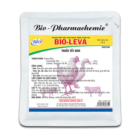 Thuốc bột hoà tan hoặc trộn thức ăn BIO LEVA tẩy giun