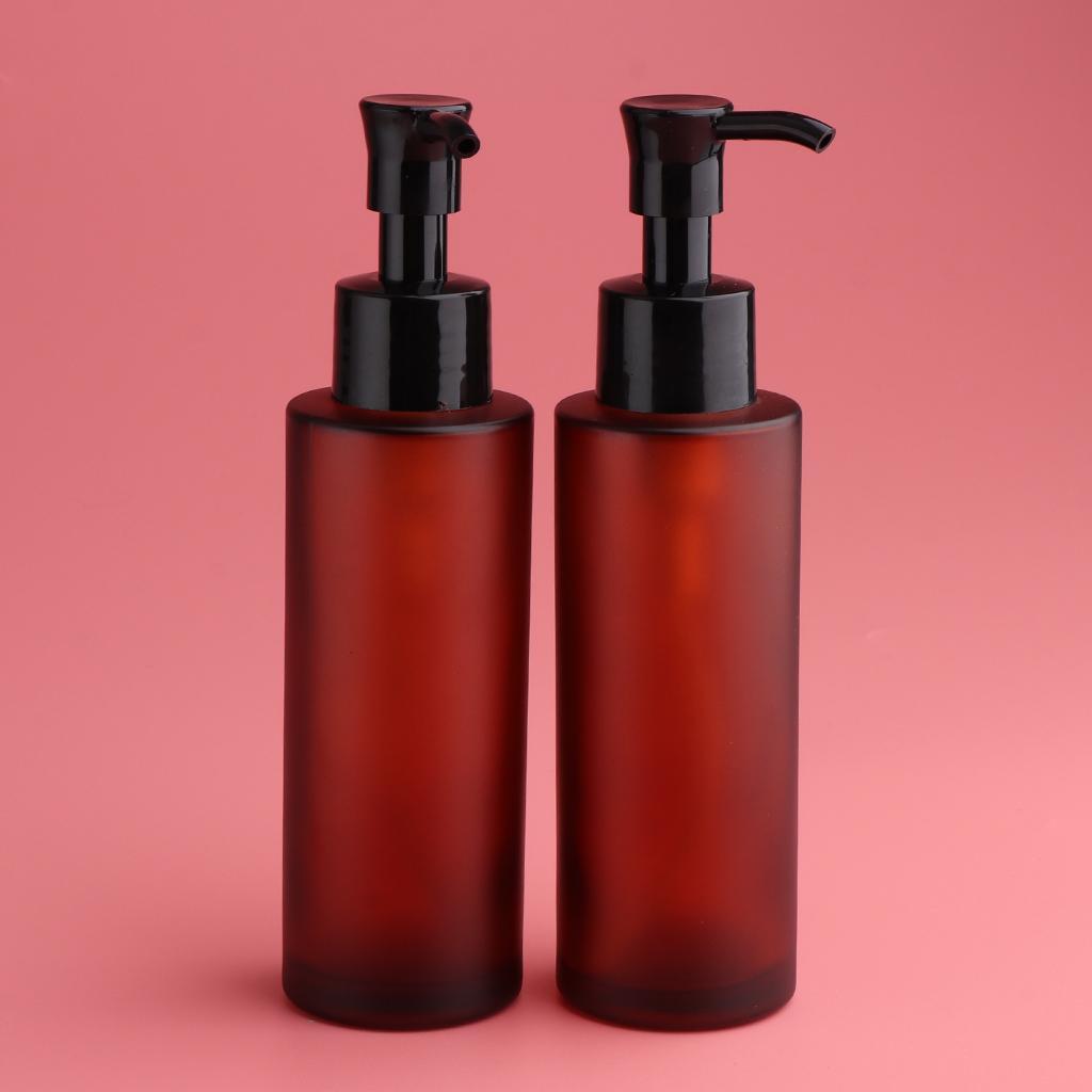 4X 2pcs Empty Spray Pump Bottle Refillable Cosmetic Lotions Bottle Glass 100ml