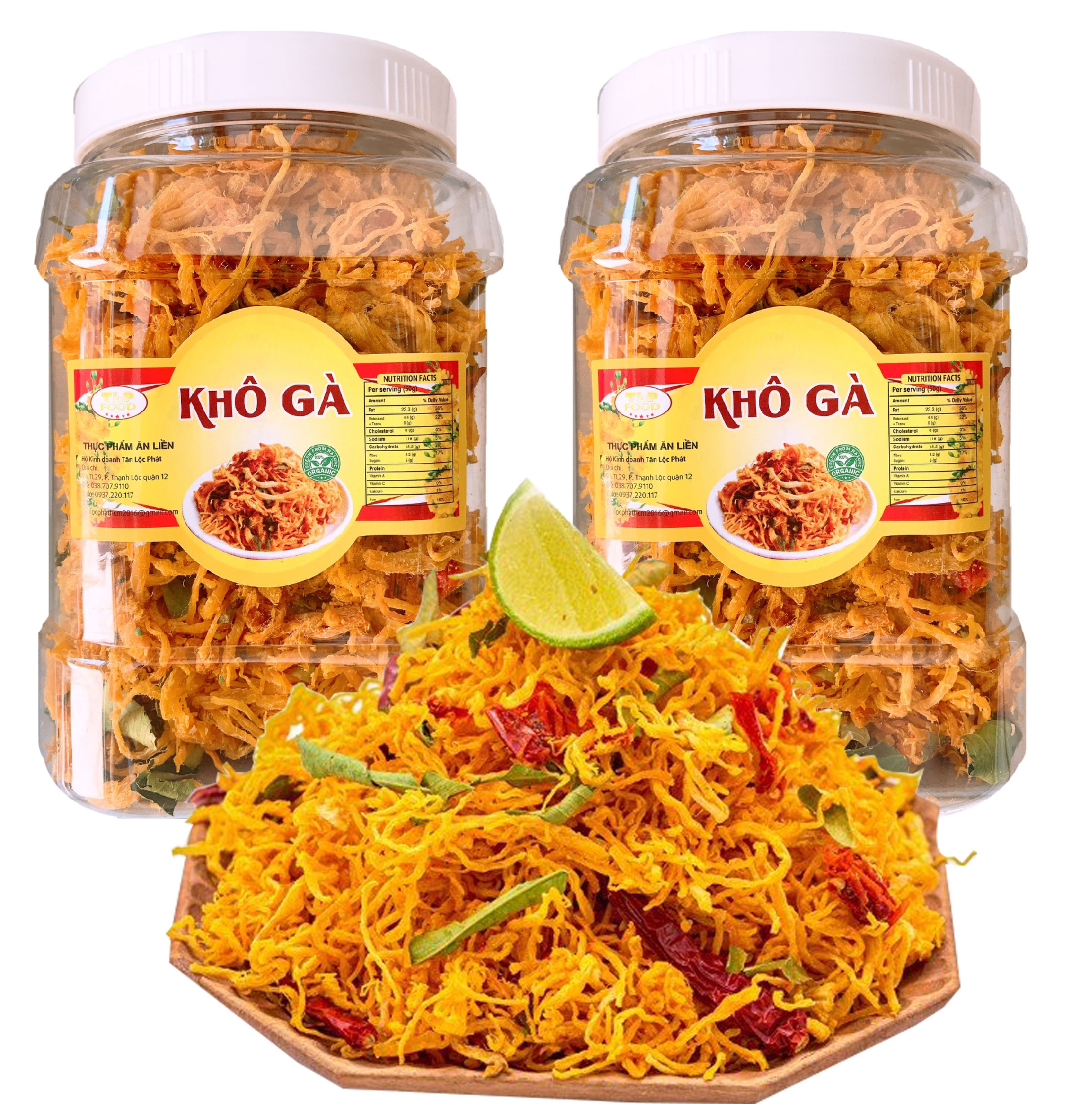 KHÔ GÀ LÁ CHANH COMBO 1KG - MỖI HŨ 500G