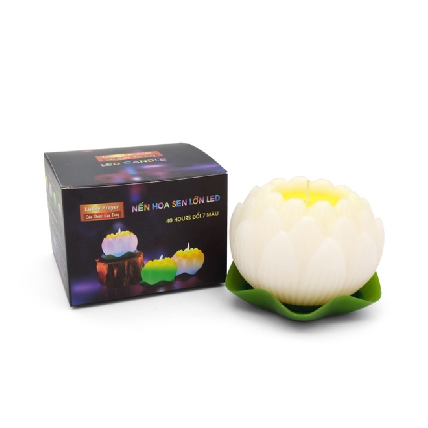 Nến thơm hoa sen lớn đổi màu đèn LED MIC5272 (Lựa chọn: vàng nhạt, hồng nhạt)