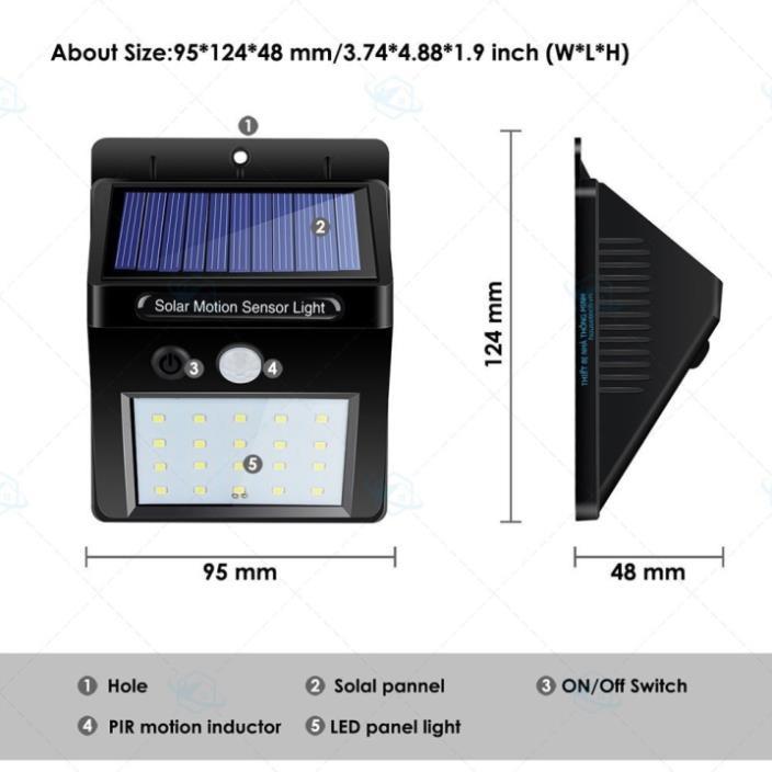 Đèn LED Năng Lượng Mặt Trời 30 led chế độ sáng Cảm Biến Cơ Thể Người