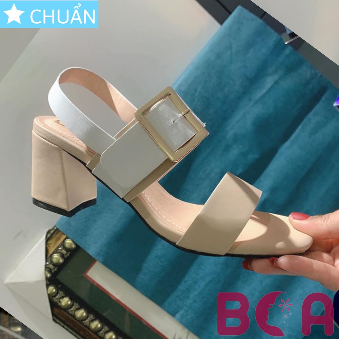 Giày cao gót nữ 5p RO534 ROSATA tại BCASHOP kiểu dáng sandal, phối màu sành điệu cùng chất liệu da êm chân - màu da