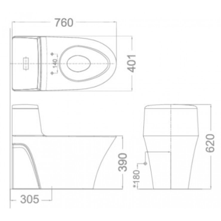 Bồn cầu một khối nắp điện tử American WP-2009PL