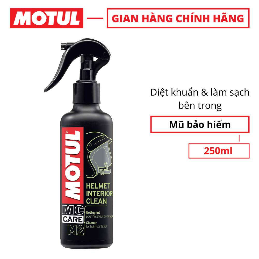 Dung dịch làm sạch bên trong nón bảo hiểm - M2 HELMET INTERIOR CLEAN 250ml - tiêu diệt vi khuẩn, cải thiện vệ sinh, trung hòa những mùi khó chịu