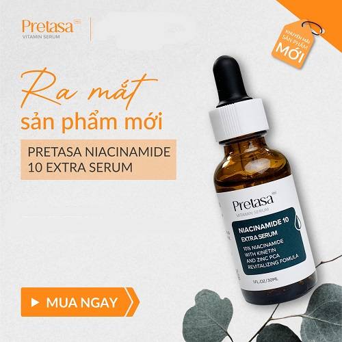 Serum Niacinamide 10% Extra Pretasa - Chiết xuất từ Vitamin B3 - Làm sáng da, cung cấp dưỡng chất cho da