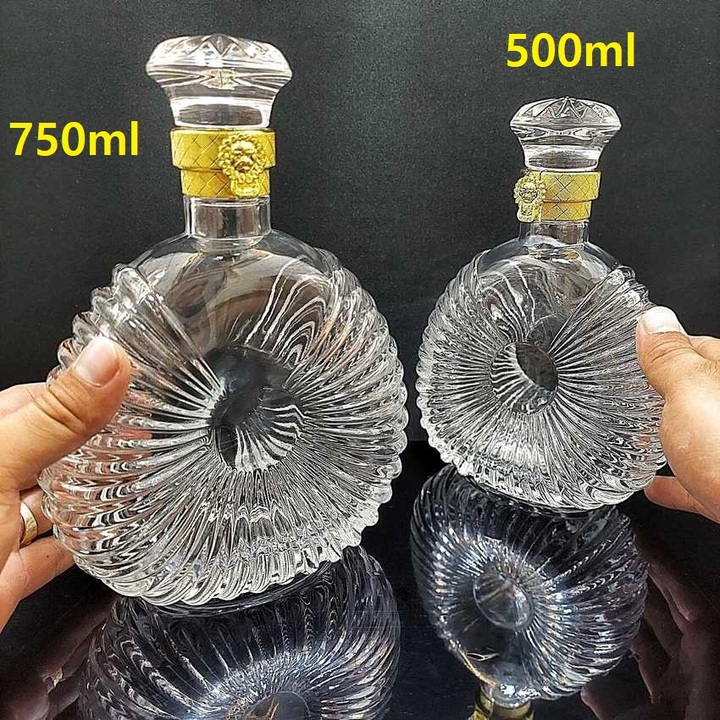 Combo 2 vỏ chai thủy tinh 750ml – 500ml cao cấp mẫu X-O ĐẾ VƯƠNG – chưng bàn ăn vô cùng sang trọng, quý phái