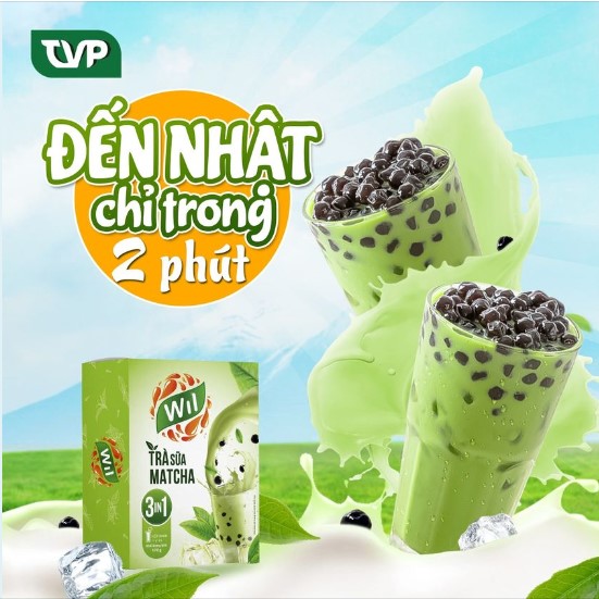 Trà sữa hòa tan matcha Wil 3 in 1 bổ sung năng lượng giải khát hộp 170g (10 gói x 17g)