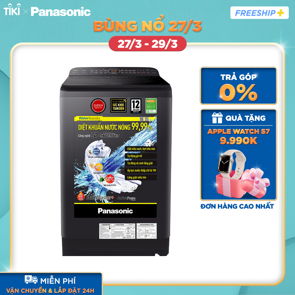 [Lắp đặt trong vòng 24h] Máy Giặt Cửa Trước Panasonic 9.5 Kg NA-FD95V1BRV - Công Suất Xoáy Giặt Nhanh - Hàng chính hãng