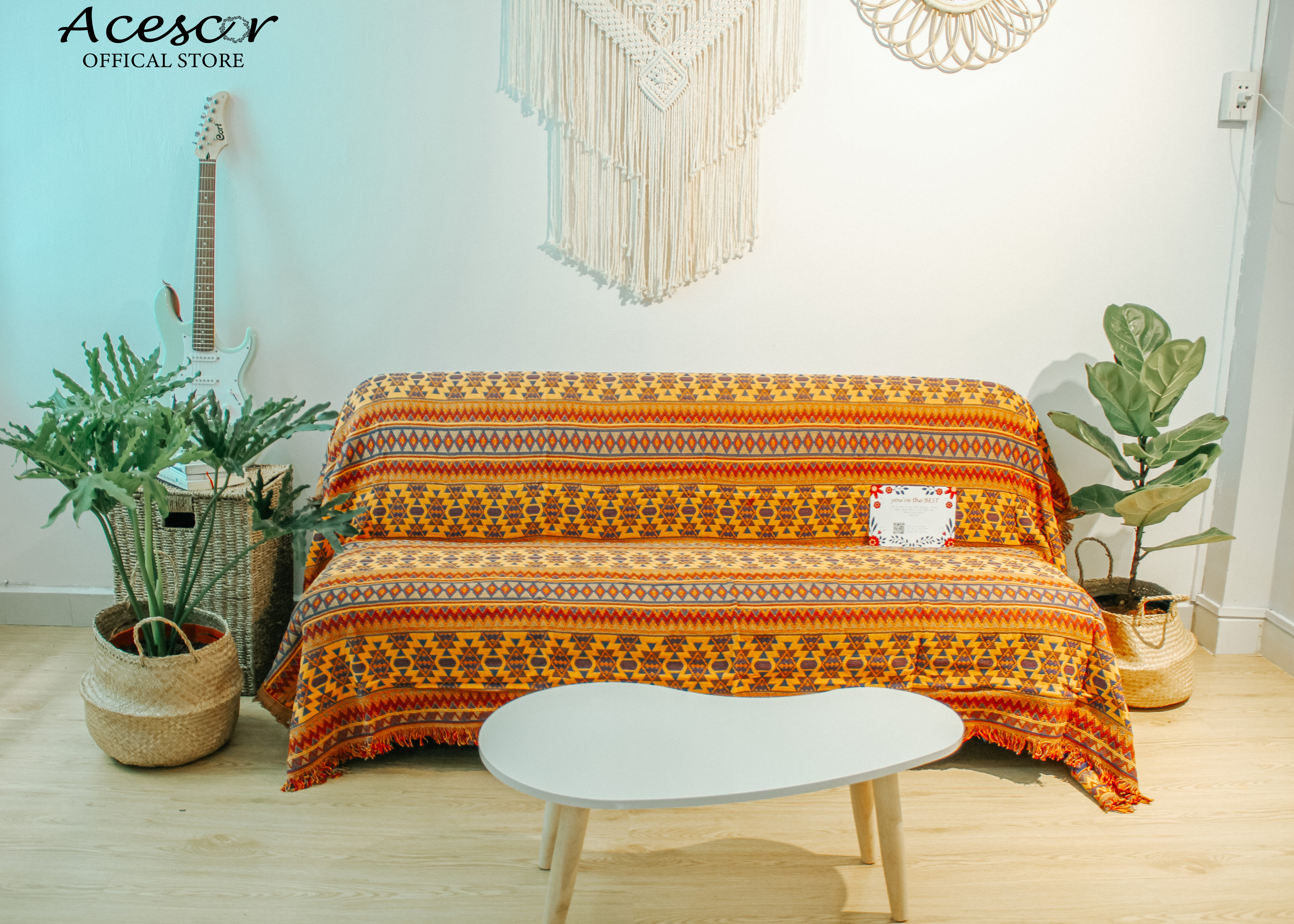 Thảm Chăn Thổ Cẩm, Vintage Phủ Sofa,Thảm Trải Sàn, Trải Bàn, Chăn Đắp TVT02 180x230 cm - Trang Trí Phòng Khách, Phòng Ngủ, Làm Quà Tặng Tân Gia, Sinh Nhật (Nội Thất)