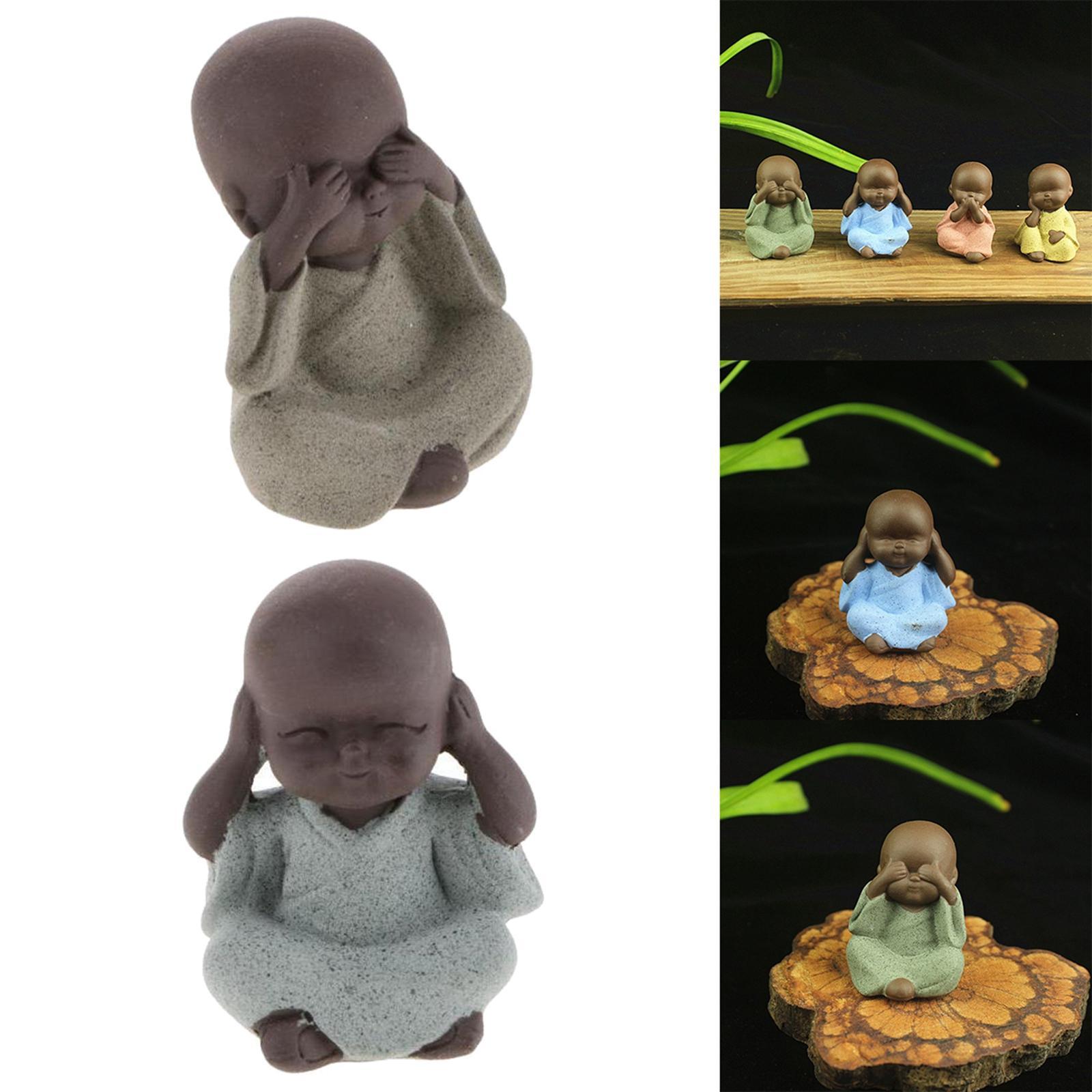Ceramic Small Buddha Statue Monk Figurine Decorative Ornaments