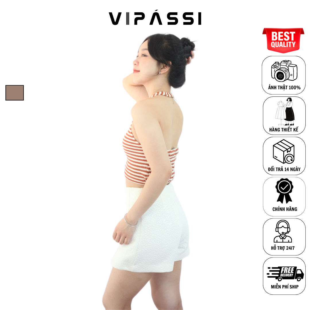 VIPÁSSI Áo Thun Croptop Dây Hở Lưng Ngang Eo