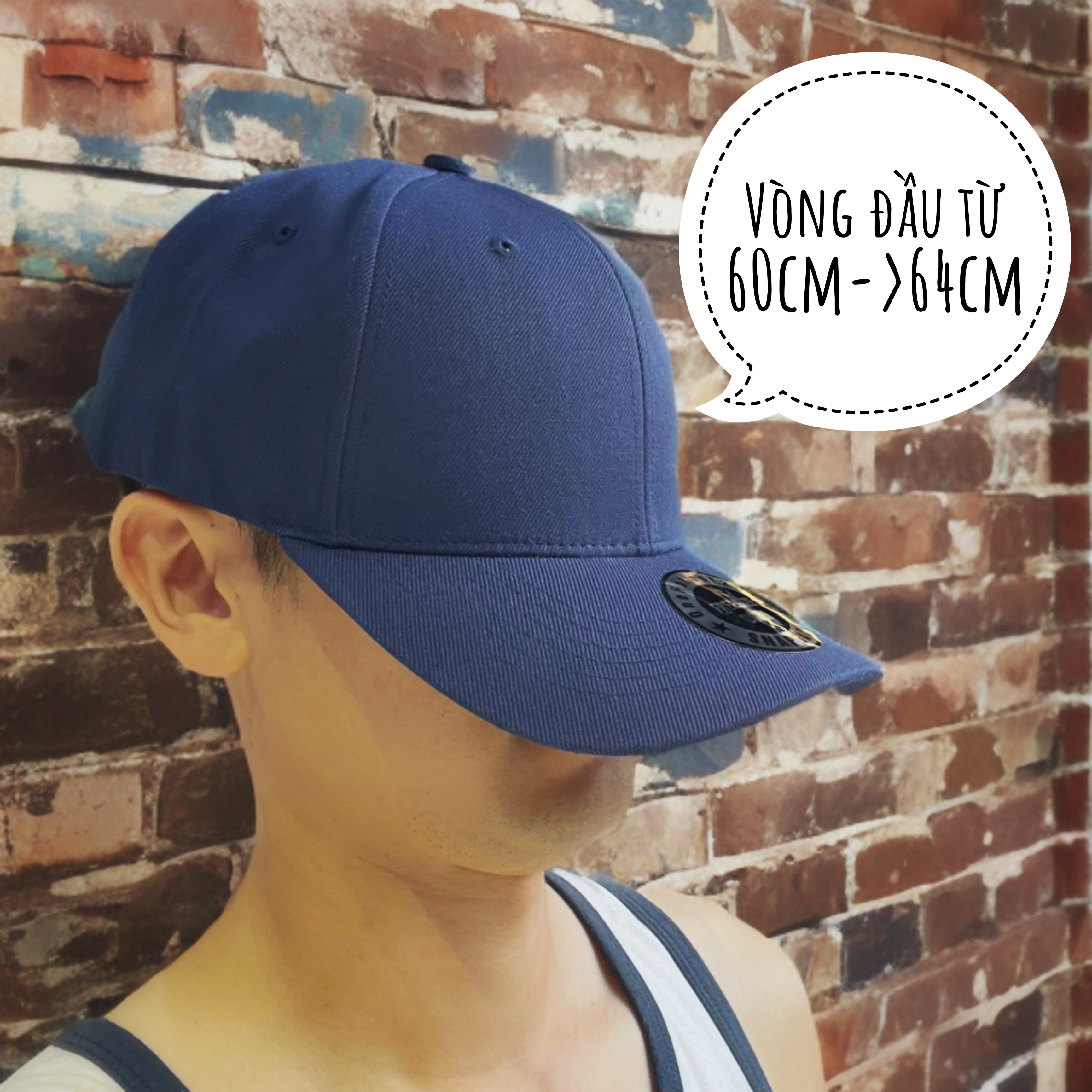 [Big Size] Nón lưỡi trai trơn Xanh Navy/Tím Than Size To vòng đầu từ 60cm đến 64cm Brand One Hat
