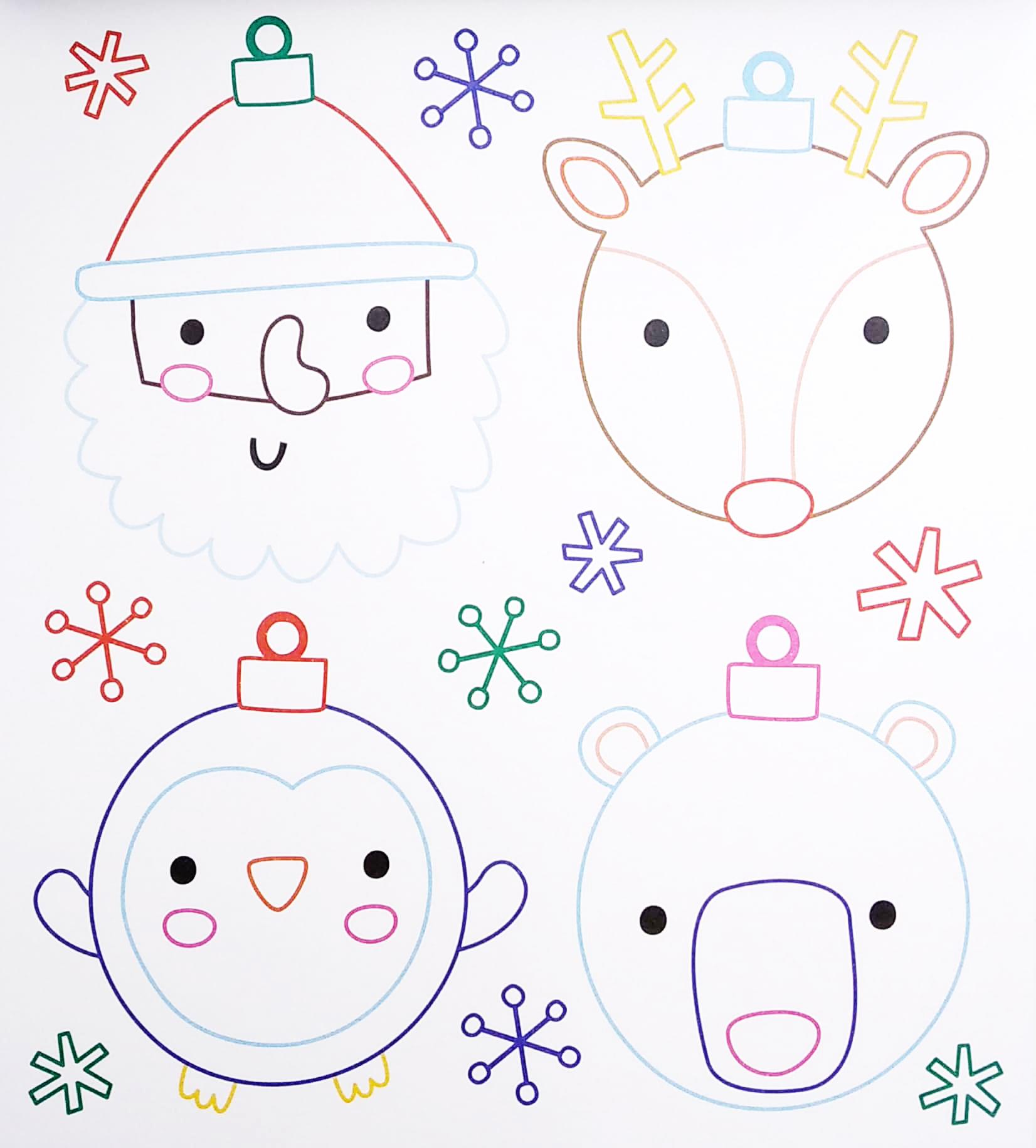 Eraser Pencil Toppers: Christmas Colouring