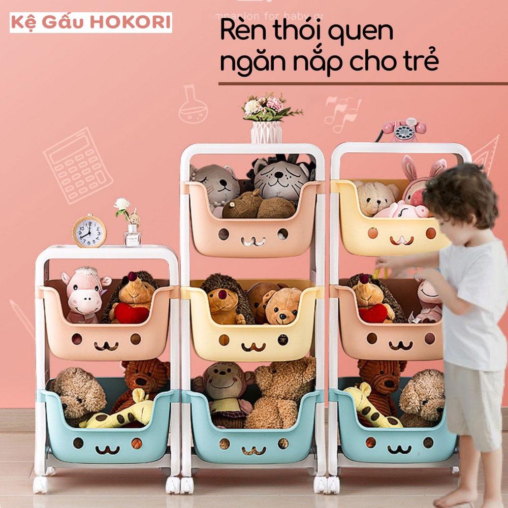 Kệ gấu Hokori Việt Nhật đựng đồ đa năng - Kệ Nhựa hình gấu 2,3 tầng có bánh xe di chuyển tiện lợi