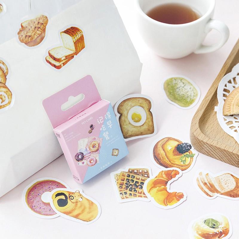 Hộp 46 Miếng Dán Sticker Hình Bánh Mì / Trứng / Sữa / Bánh Donut ST196