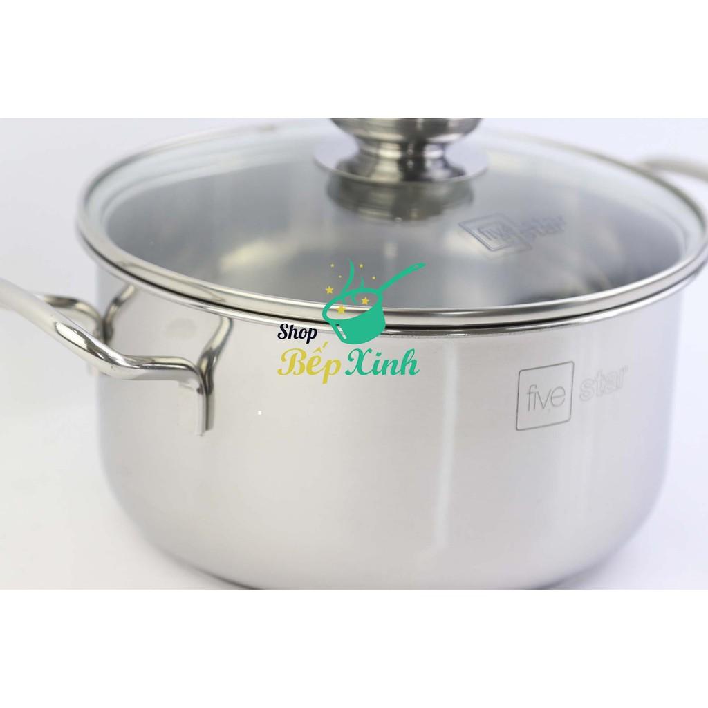Bộ 4 nồi inox Fivestar 3 đáy bếp từ , inox 430 , nắp kính