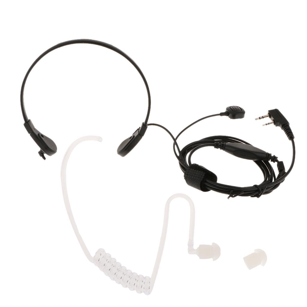 Throat Mic Covert Acoustic Tube Earpiece Headset With PTT for Two Way Radio