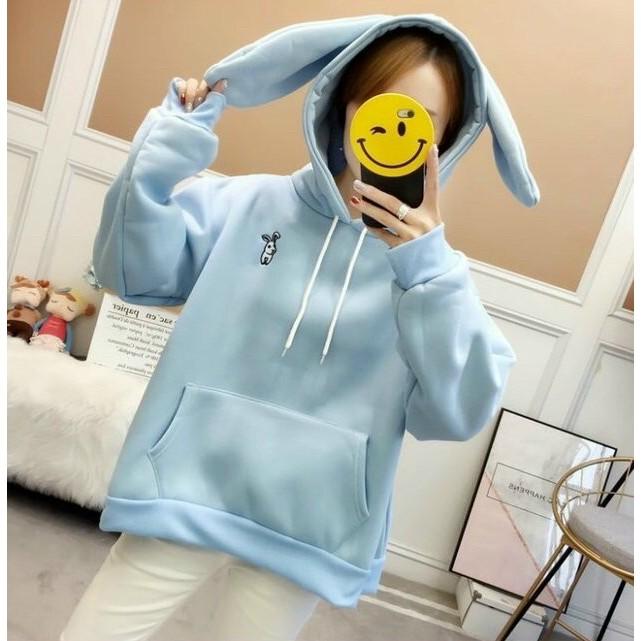 Áo hoodie nữ  Áo khoác hoodie nữ giữ ấm mùa đông lạnh ( tai thỏ ) cute thời trang Freesize dưới 60kg